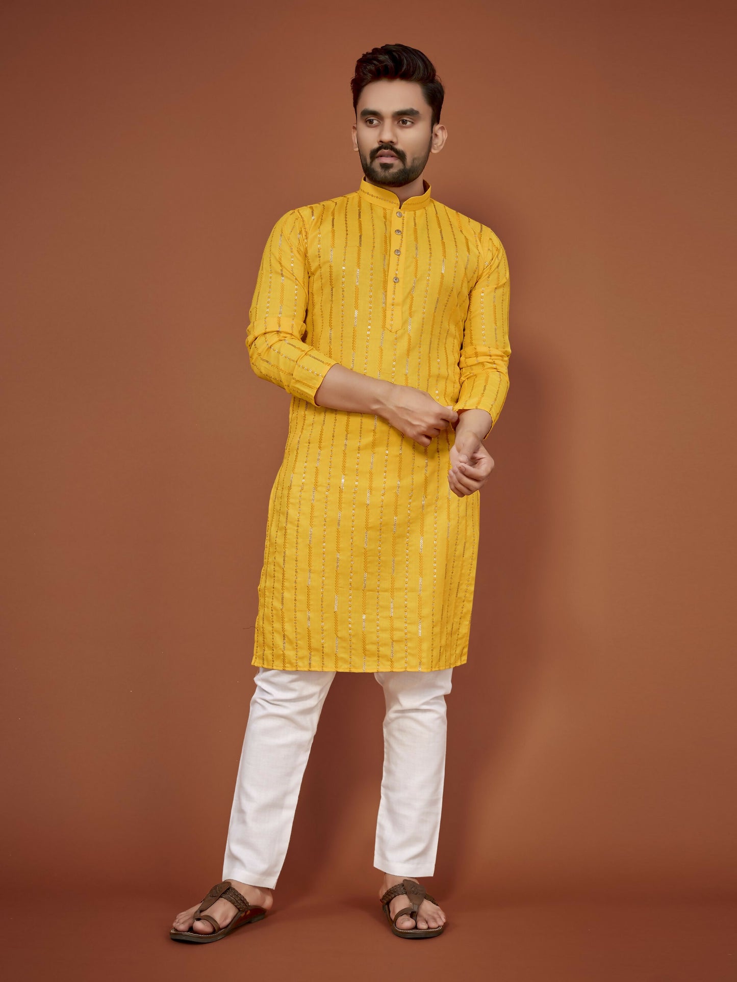 Anaita Yellow Embroidered Cotton Straight Kurta - Distacart