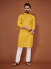 Anaita Yellow Embroidered Cotton Straight Kurta - Distacart