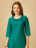 Thumbnail for Jyoti Fashion Women's Rama Cotton Blend Embroidered Kurta Pant Set - Distacart