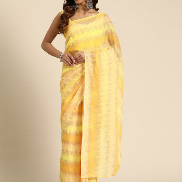 Ahalyaa Women's Traditional Semi Stitch Saree - Yellow - Distacart