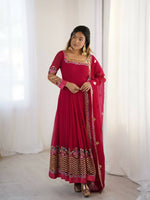 Thumbnail for Teeya Creation Rani Color Heavy Georgette Wedding Wear Embroidery Work Long Gown