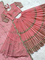 Thumbnail for Jyoti Fashion Women's Baby Pink Faux Georgette 5MM Sequins with Zari Embroidered Designer Lehenga Choli Set - Distacart