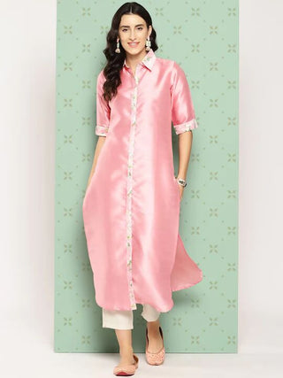 Ahalyaa Women's Traditional wear Kurta - Pink - Distacart
