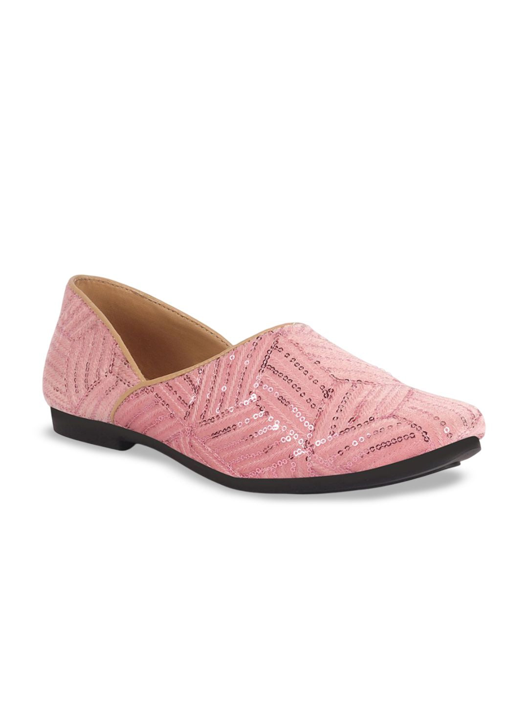 FAUSTO Men Embroidery Sequin Ethnic Half Cut Mojaris
