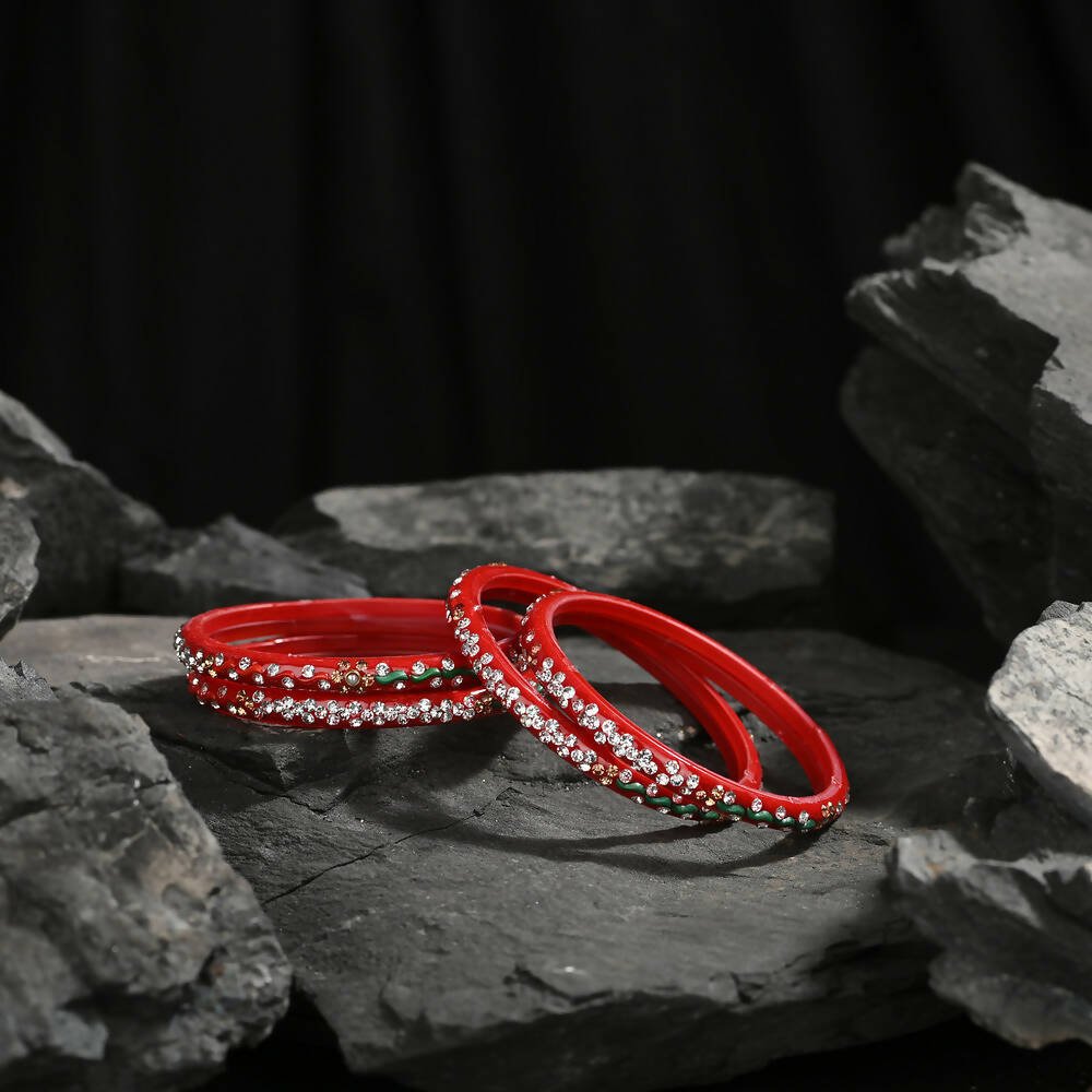 Afast Elegant Bridal & Wedding Party Fashion Bangle/Kada Set, Red And Green, Glass, Pack Of 8 Model No- A38 - Distacart