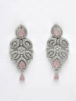 Thumbnail for NVR Women's silver plated & Pink CZ stone handcrafted jewellery set - Distacart