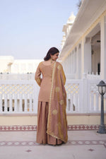 Thumbnail for Teeya Creation Womens New Stylish Fendi Crush With Zari Sequins Embroidered Work Kurta Set - Dista