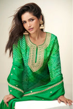 Thumbnail for Anaita Green Chinon Stitched Suit with Digital Print & Embroidery Coding Sequence Work - Distacart