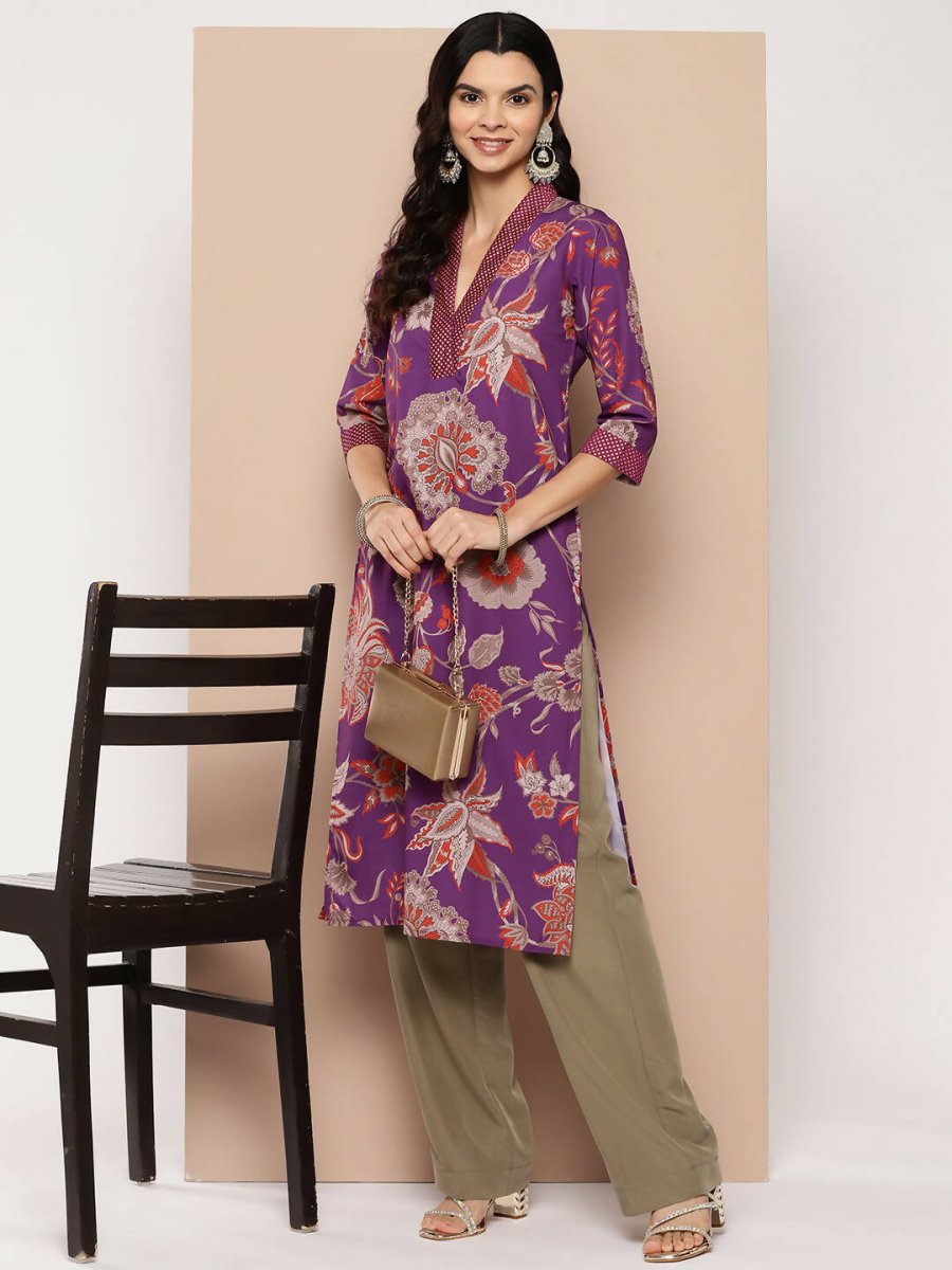 Ahalyaa Women's Traditional wear Kurta - Purple - Distacart