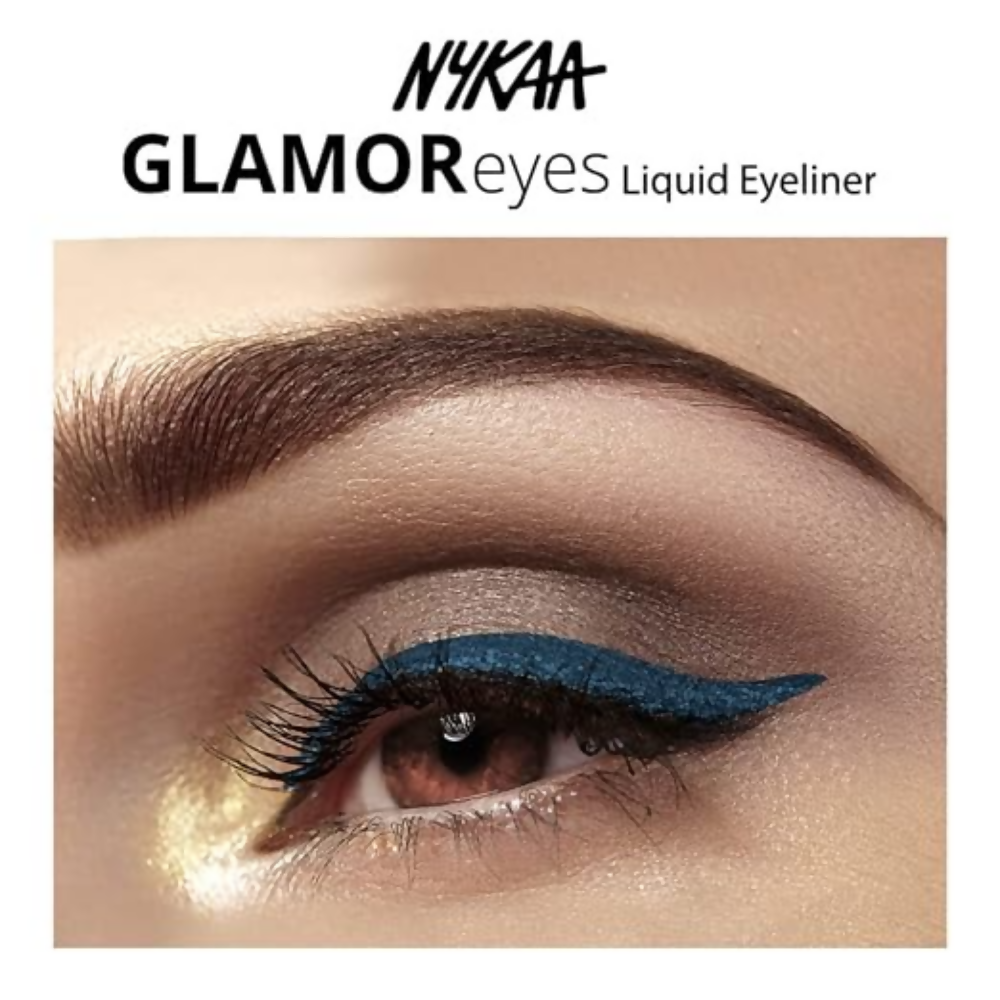 Nykaa Glamoreyes Waterproof & Smudgeproof Coloured Natural Liquid Eyeliner - Blue - Dista