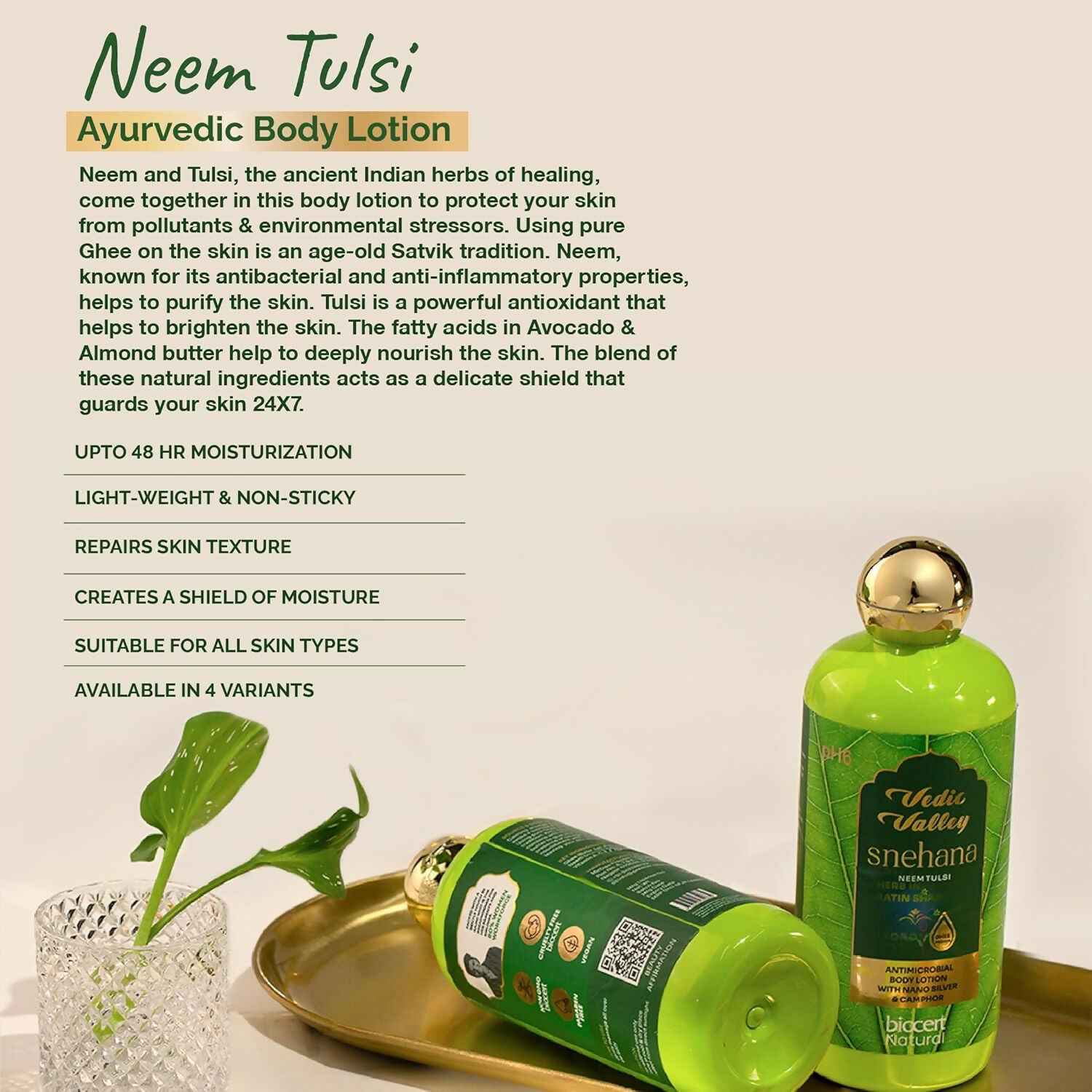 Vedic Valley Neem Tulsi Body Lotion for Women & Men - Distacart