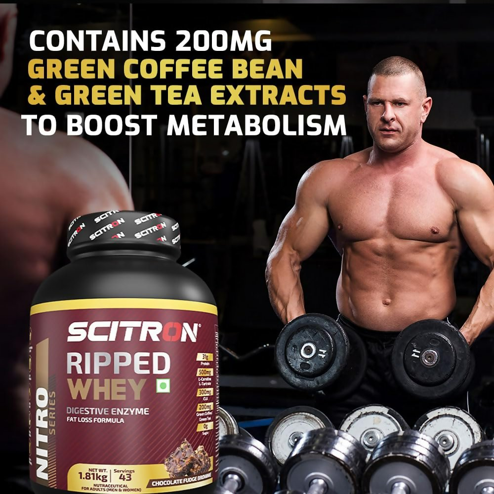 Scitron Ripped Whey Protein Powder Flavor Chocolate Fudge Brownie