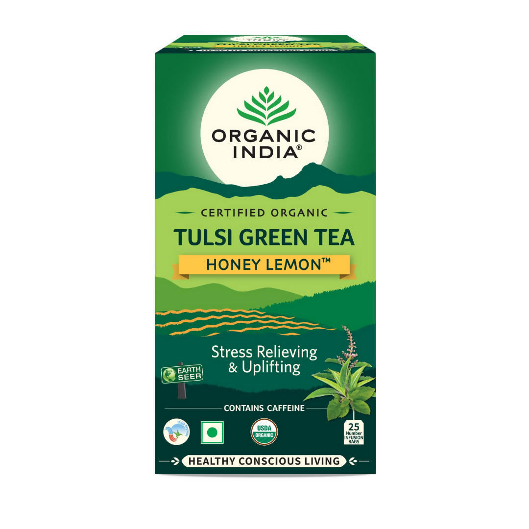 Organic India Tulsi Green Tea Honey Lemon Teabags - Distacart