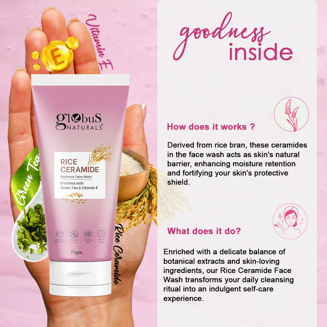 Globus Naturals Rice Ceramide Face Wash