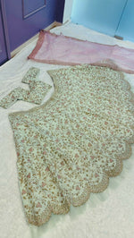 Thumbnail for Jyoti Fashion Women's Sea Green Mulberry Silk Sequins, Dori & Thread Embroidered with Net Ruffle Work Designer Lehenga Choli Set - Distacart