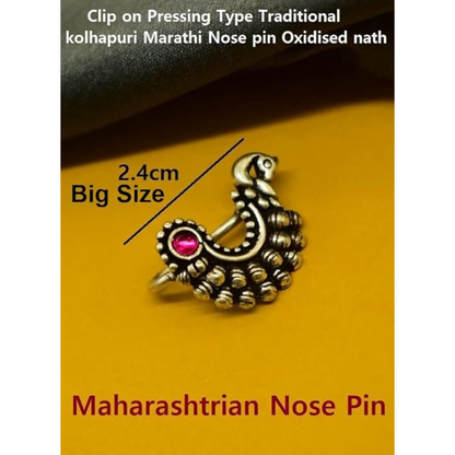 Thanu's Craft Maharashtrian Nath Clip on Marathi Nose ring without Piercing Oxidized nose Pin - Distacart