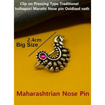 Thumbnail for Thanu's Craft Maharashtrian Nath Clip on Marathi Nose ring without Piercing Oxidized nose Pin - Distacart