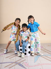 Thumbnail for Snakes and Ladders Girls Multi Color Snake Print Top and Shorts Set from Siblings Collection - Distacart