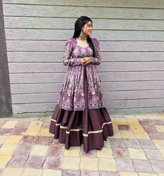 Preksha Creation Navratri Wear Boutique Styles Rayon Printed Top With Full Flare Lehenga - Red - Distacart