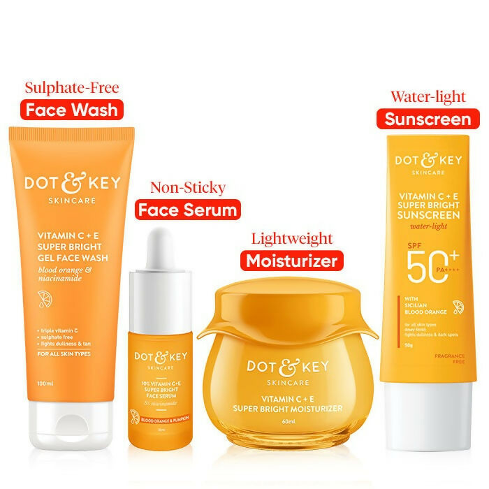 Dot & Key Vitamin C + E CSMS (Cleanser, Serum, Moisturizer, Sunscreen) Routine Combo - Distacart