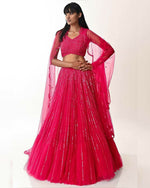 Thumbnail for Jyoti Fashion Women's Rani Pink Double Layer Net Sequins Designer Lehenga Choli Set - Distacart