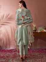 Thumbnail for Anouk Women Floral Yoke Design Regular Thread Work Kurta with Trousers & With Dupatta