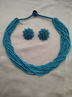 Thumbnail for Inhanns Vibrant Handmade 20 Layers Beaded Necklace With Matching Earrings - Sky Blue - Distacart