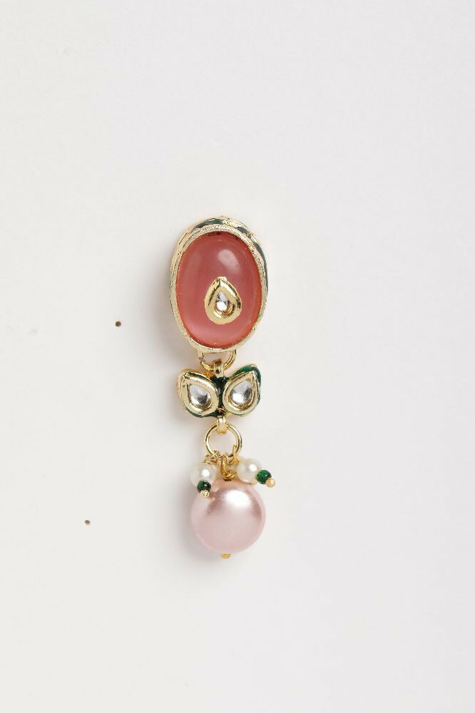 Nuyug 22K Gold Plated Radiant Rose Stone Kundan Necklace