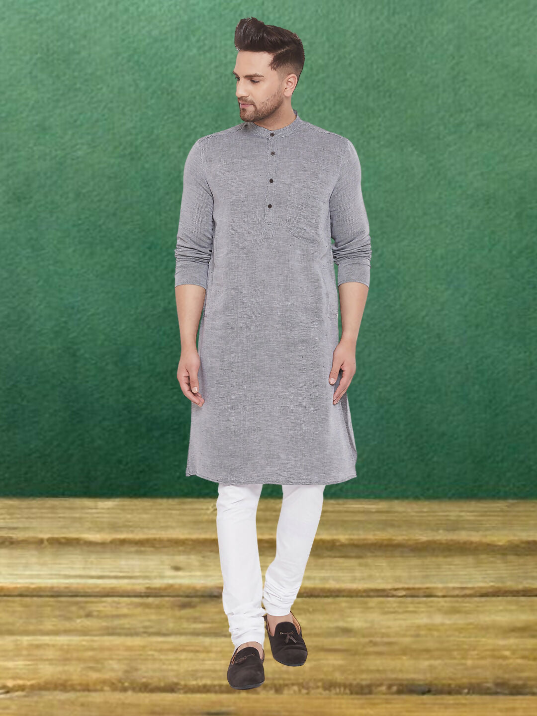 Even Apparels Men's Pure Cotton Grey Kurta - Distacart