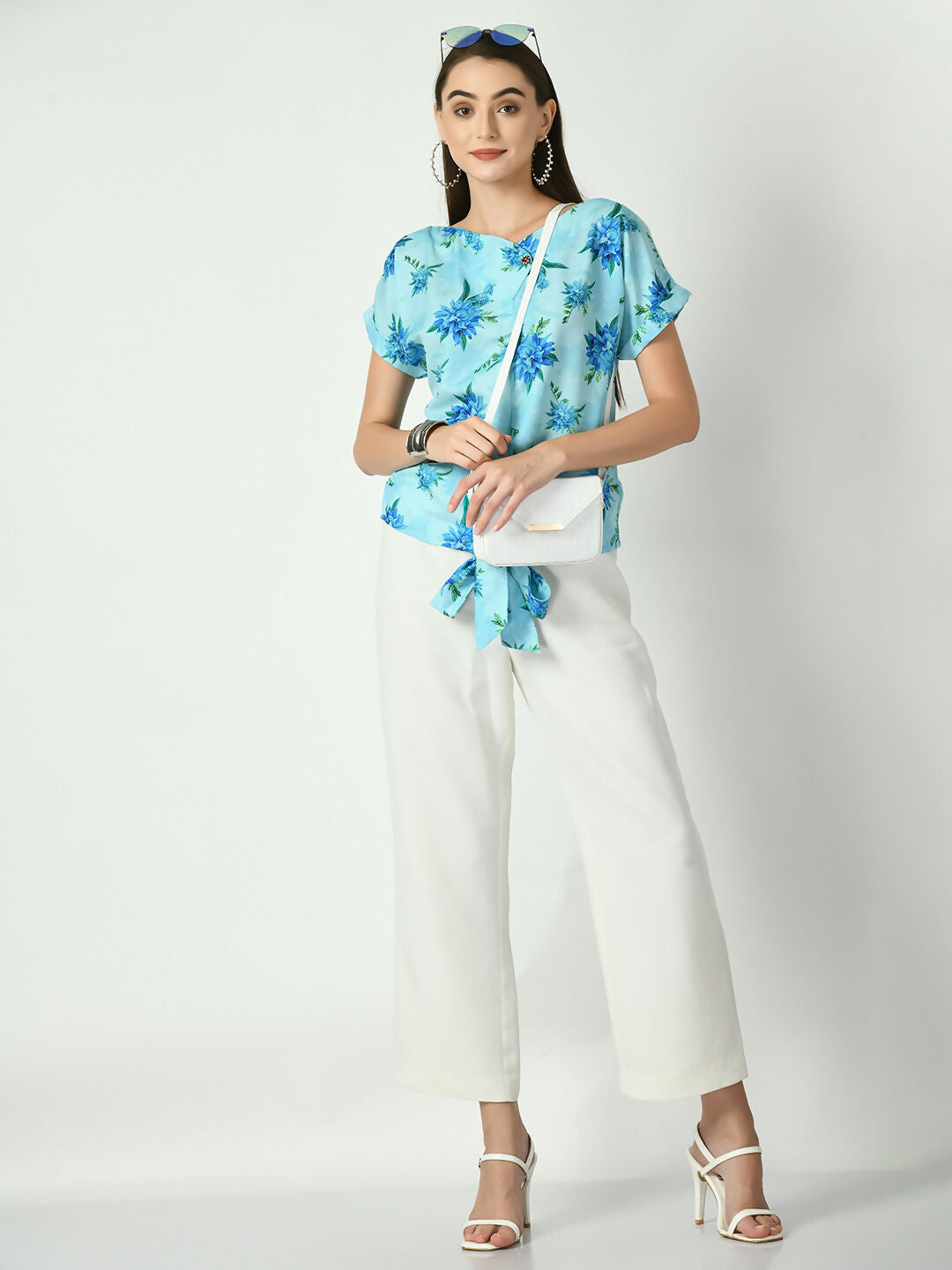 Myshka Women's Blue Printed Top - Distacart