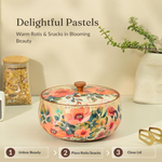 Thumbnail for Brick Brown Handcrafted Enamel Coated Wooden Pastel Flora Roti Box