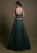 Thumbnail for Jyoti Fashion Women's Dark Green Net Sequins with Dori & Thread Embroidered Designer Lehenga Choli Set - Distacart