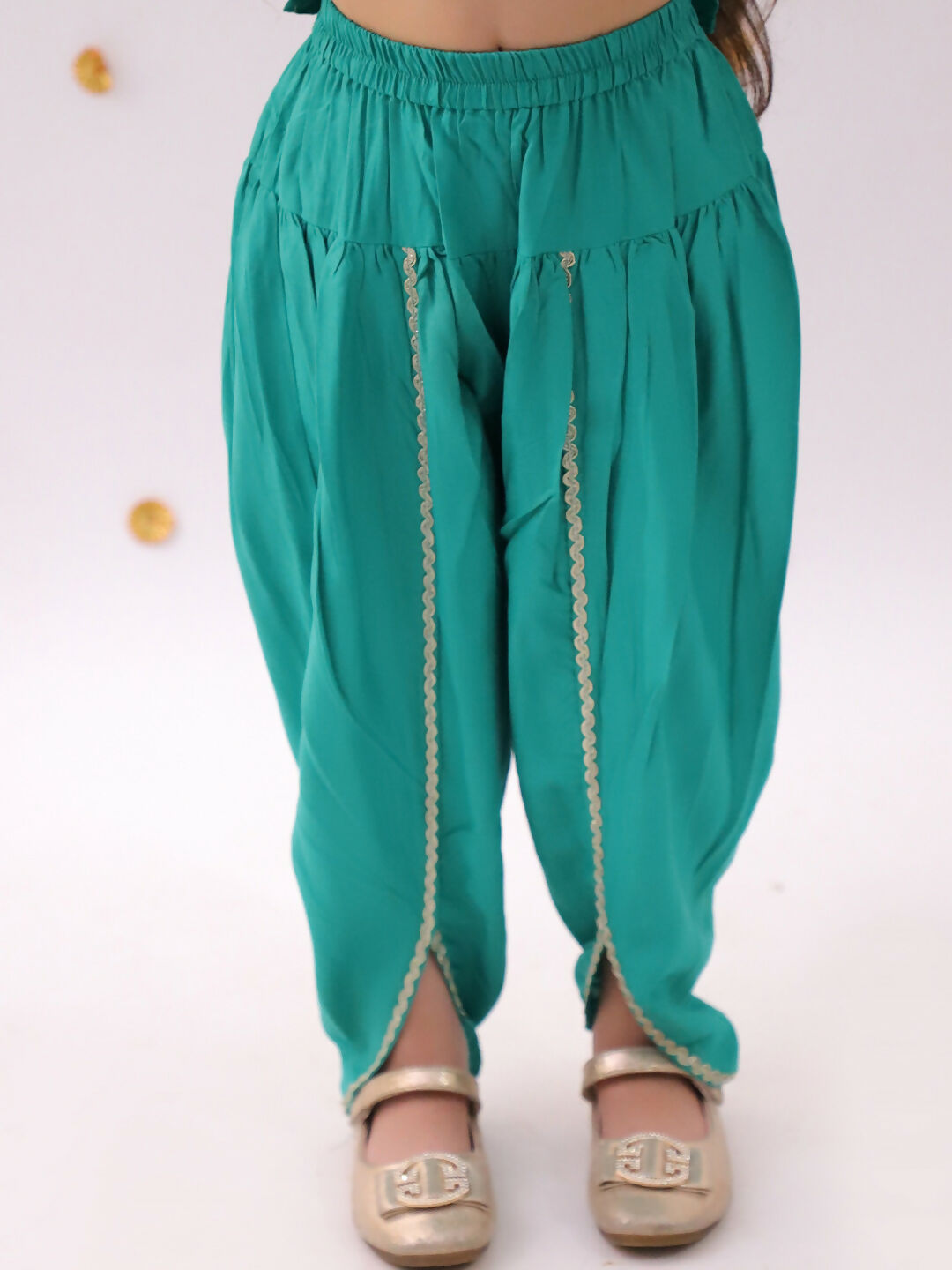 Lil Drama Khilkhilahat Green Kurta Dhoti Set For Girls