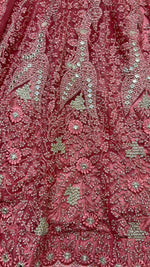 Thumbnail for Jyoti Fashion Women's Pink Bridal Net Fancy Dori, Multi Thread, Hand Mirror and Diamond Work Wedding Lehenga Choli - Distacart