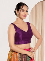 Thumbnail for Joban Fashion Wine Mulberry Silk Padded Blouse With Round Neck Sleeveless - Distacart