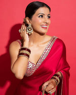 Thumbnail for Joban Fashion Red Rangoli silk Party Wear Sarees - Distacart