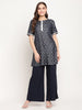 Ahalyaa Women's Blue Rayon Foil Print Top With Palazzo Set