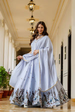 Thumbnail for Teeya Creation Lavender Chinnon Heavy Work Long Wedding Gown - Distacart