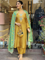 Thumbnail for Partywear Designer Cotton Maroon Stitched Suit With Dupatta - Tanisha - Distacart