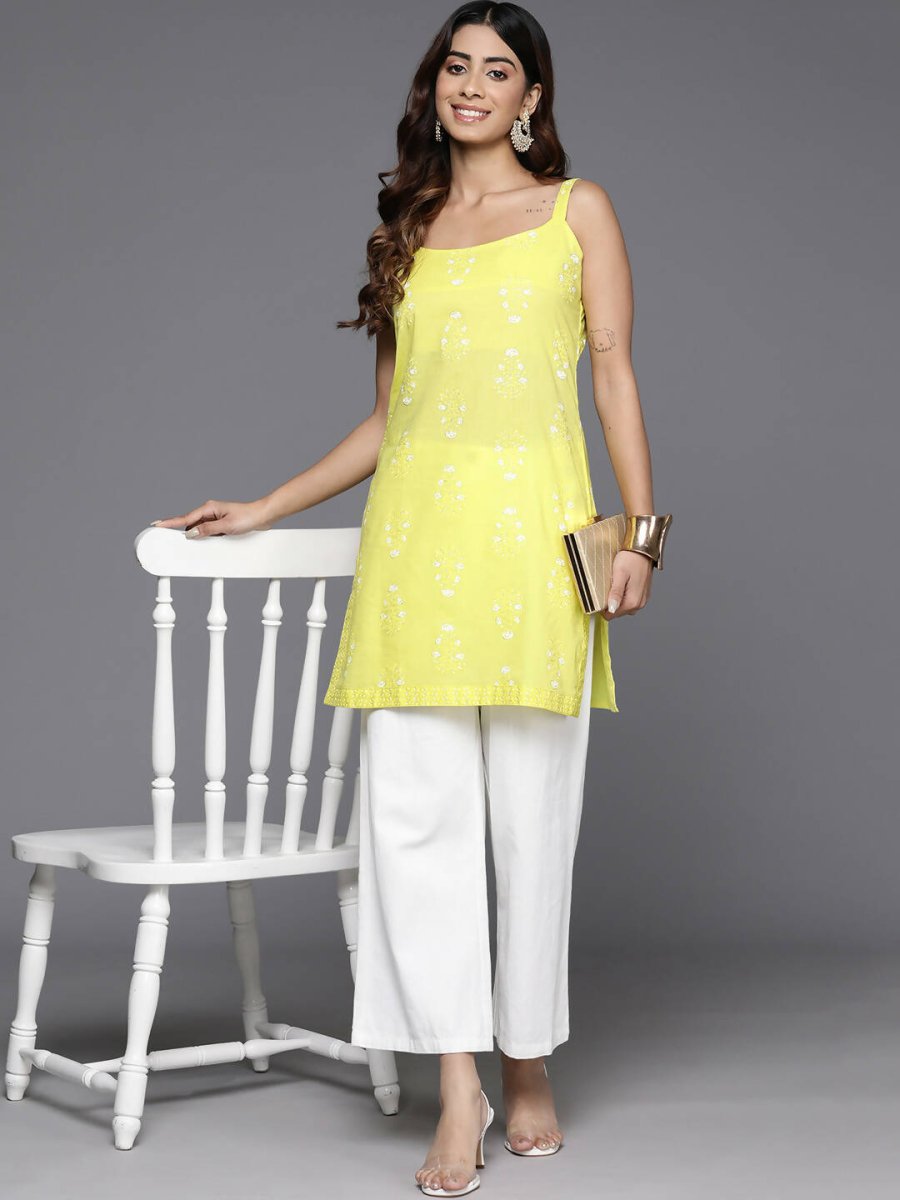 Ahalyaa Women's Traditional wear Tunic - Yellow - Distacart