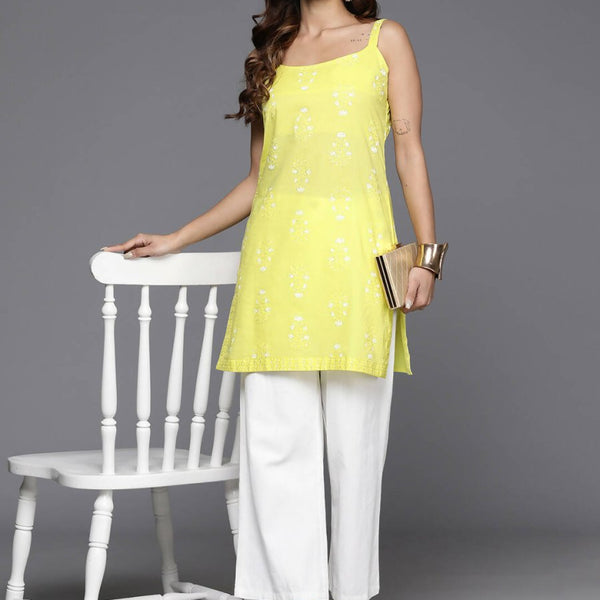 Ahalyaa Women's Traditional wear Tunic - Yellow - Distacart