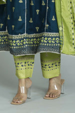 Thumbnail for Alvano Women's Stylish Anarkali Kurti with Pant and Dupatta for Women and Girls (Teal) - Distacart