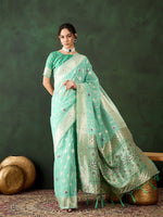 Thumbnail for Mitera Ethnic Motifs Woven Design Zari Saree - Distacart