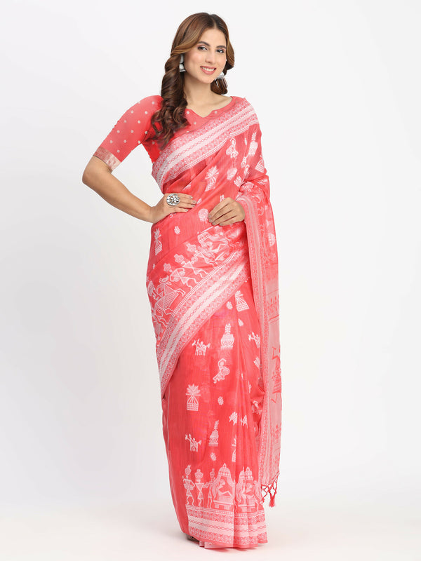 Astita Linen Cotton Sky Blue Saree