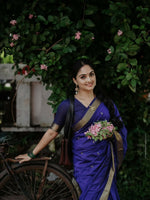 Thumbnail for Preksha Creation Blue Designer Cotton Soft Silk Women Saree