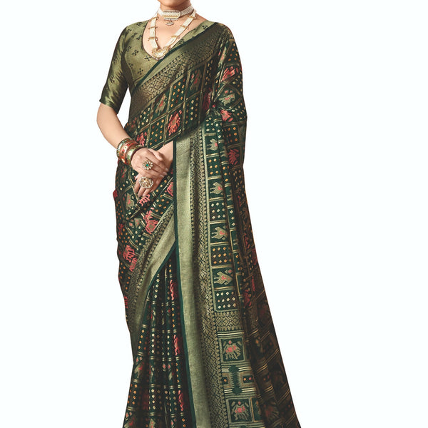 Joban Fashion Bottle Green Dull Moss Brasso Saree - Distacart