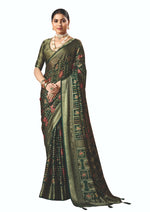 Thumbnail for Joban Fashion Bottle Green Dull Moss Brasso Saree