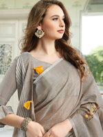 Thumbnail for Astita Linen Light Beige Saree