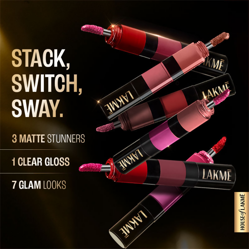 Lakme Ultimate Glam 4 In 1 Lip Stack - Evening Glam - Distacart