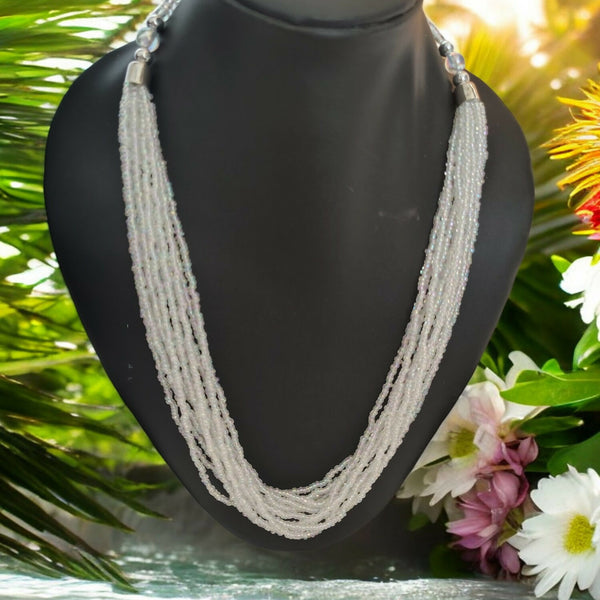 Inhanns Bloom Handmade Beaded Only Necklace - 12 Layers - Ivory - Distacart